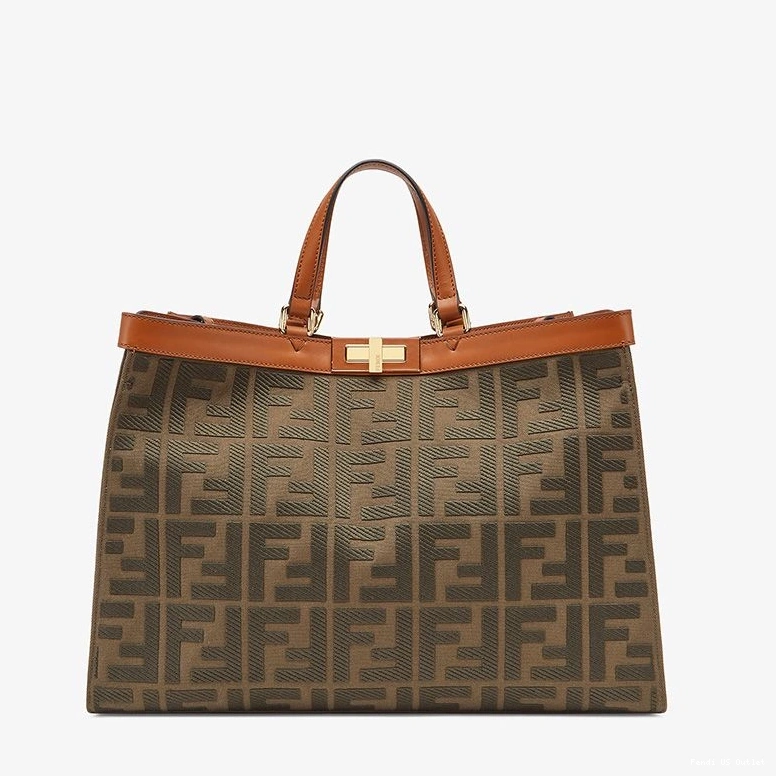 Vintage HOT Canvas Fendi X-Tote Peekaboo FF Medium In Motif Coffee 0727